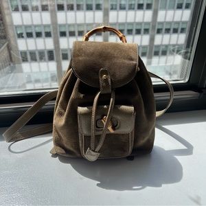 Gucci mini bamboo olive green backpack
